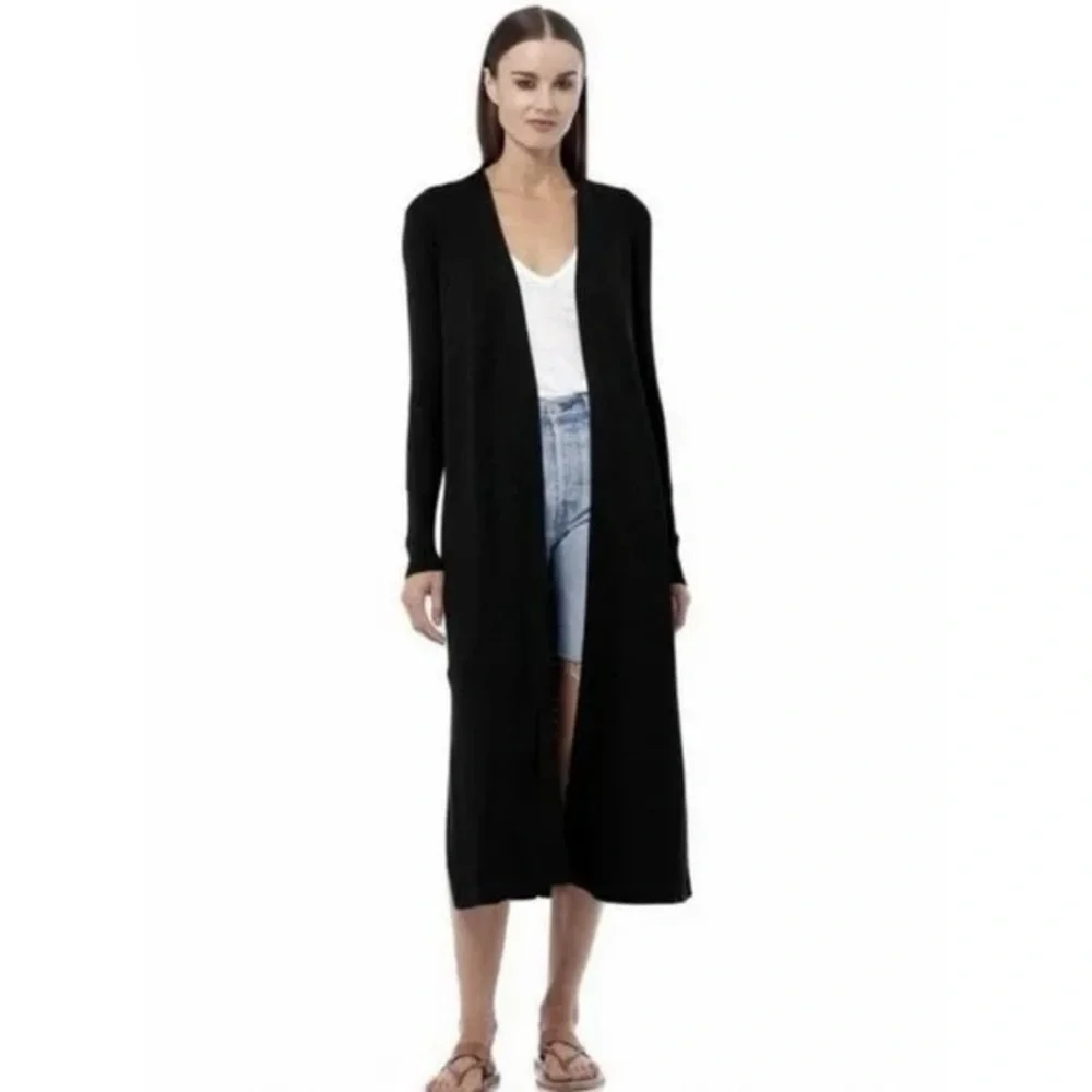 SKULL CASHMERE Allison Long Slub Linen Ribbed Duster Cardigan - Picture 2 of 10